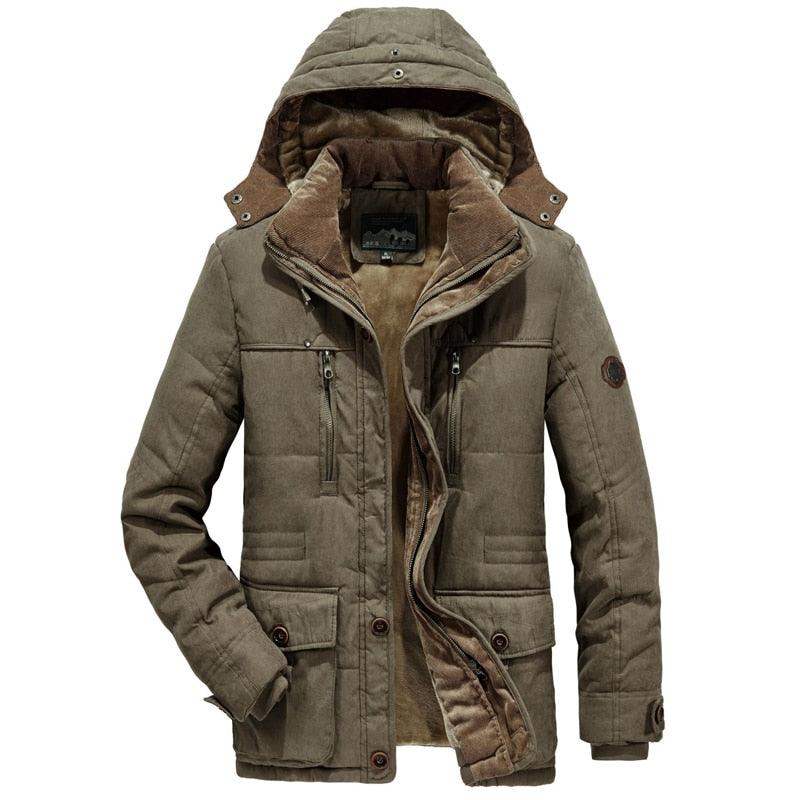New Men's Thick Warm Waterproof Jacket Hooded Men Outdoor Jacket Men's Thick Casual Hooded Solid Color Outdoor Jacket Winter Cotton Jacket Men's Jacket With Multi-Pockets Stevvex