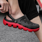 New Mens Summer Slippers Beach Sandals Jelly Shoes Men Outdoor Sandals Hollow Clogs Adjustable Garden Slippers House Shoes Durable Lightweight Beach Clogs Stevvex
