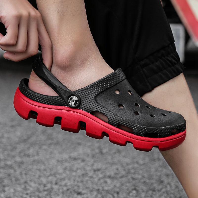 New Mens Summer Slippers Beach Sandals Jelly Shoes Men Outdoor Sandals Hollow Clogs Adjustable Garden Slippers House Shoes Durable Lightweight Beach Clogs Stevvex