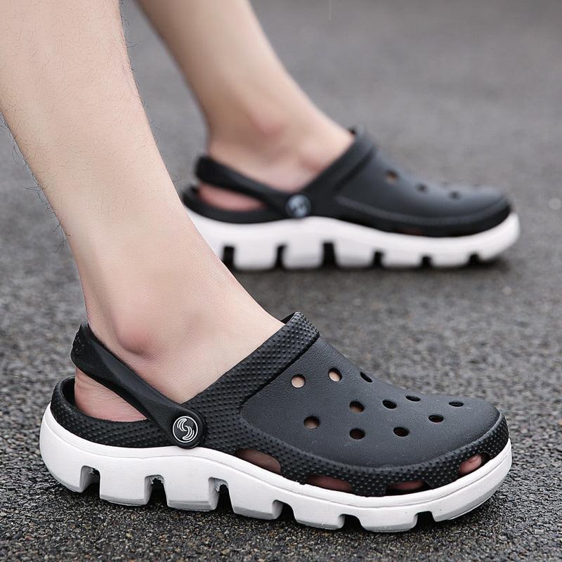 New Mens Summer Slippers Beach Sandals Jelly Shoes Men Outdoor Sandals Hollow Clogs Adjustable Garden Slippers House Shoes Durable Lightweight Beach Clogs Stevvex