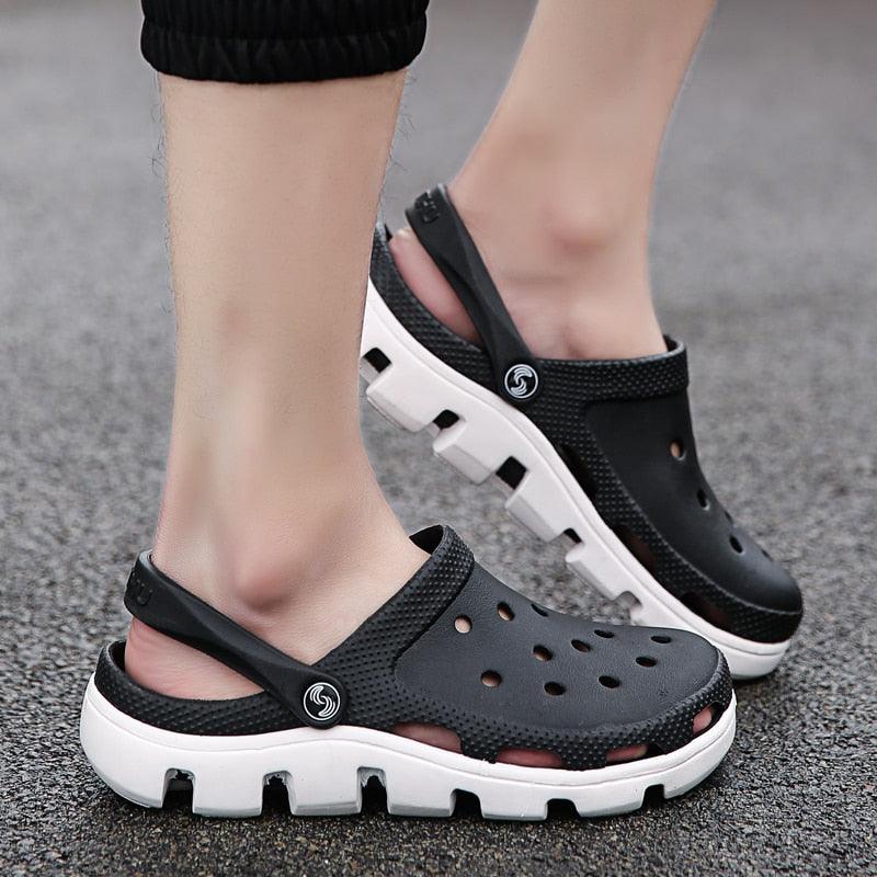 New Mens Summer Slippers Beach Sandals Jelly Shoes Men Outdoor Sandals Hollow Clogs Adjustable Garden Slippers House Shoes Durable Lightweight Beach Clogs Stevvex