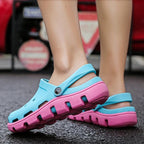 New Mens Summer Slippers Beach Sandals Jelly Shoes Men Outdoor Sandals Hollow Clogs Adjustable Garden Slippers House Shoes Durable Lightweight Beach Clogs Stevvex