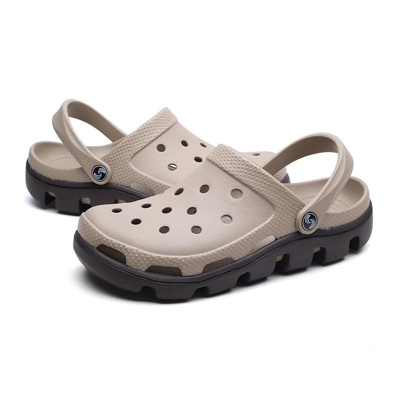 New Mens Summer Slippers Beach Sandals Jelly Shoes Men Outdoor Sandals Hollow Clogs Adjustable Garden Slippers House Shoes Durable Lightweight Beach Clogs Stevvex