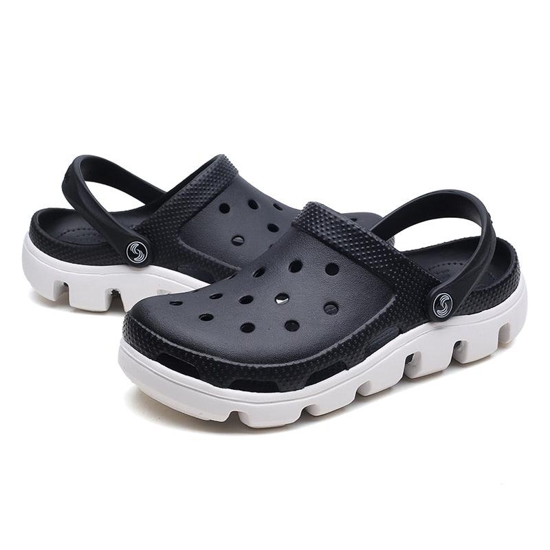 New Mens Summer Slippers Beach Sandals Jelly Shoes Men Outdoor Sandals Hollow Clogs Adjustable Garden Slippers House Shoes Durable Lightweight Beach Clogs Stevvex