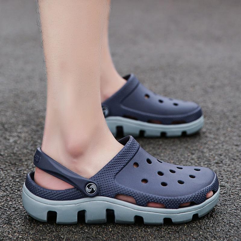 New Mens Summer Slippers Beach Sandals Jelly Shoes Men Outdoor Sandals Hollow Clogs Adjustable Garden Slippers House Shoes Durable Lightweight Beach Clogs Stevvex