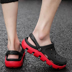 New Mens Summer Slippers Beach Sandals Jelly Shoes Men Outdoor Sandals Hollow Clogs Adjustable Garden Slippers House Shoes Durable Lightweight Beach Clogs Stevvex