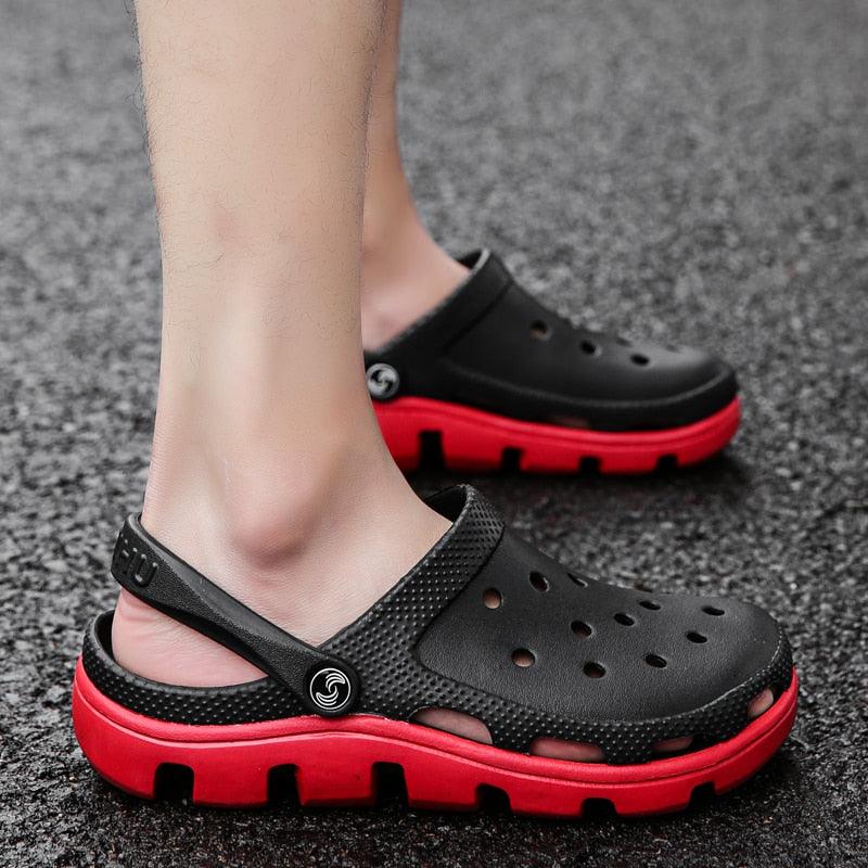 New Mens Summer Slippers Beach Sandals Jelly Shoes Men Outdoor Sandals Hollow Clogs Adjustable Garden Slippers House Shoes Durable Lightweight Beach Clogs Stevvex