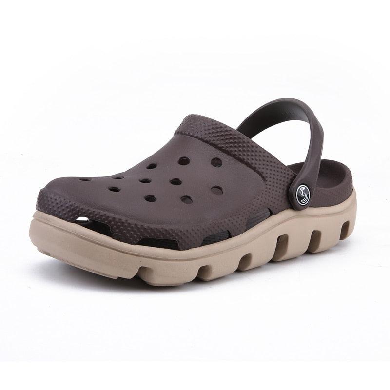 New Mens Summer Slippers Beach Sandals Jelly Shoes Men Outdoor Sandals Hollow Clogs Adjustable Garden Slippers House Shoes Durable Lightweight Beach Clogs Stevvex