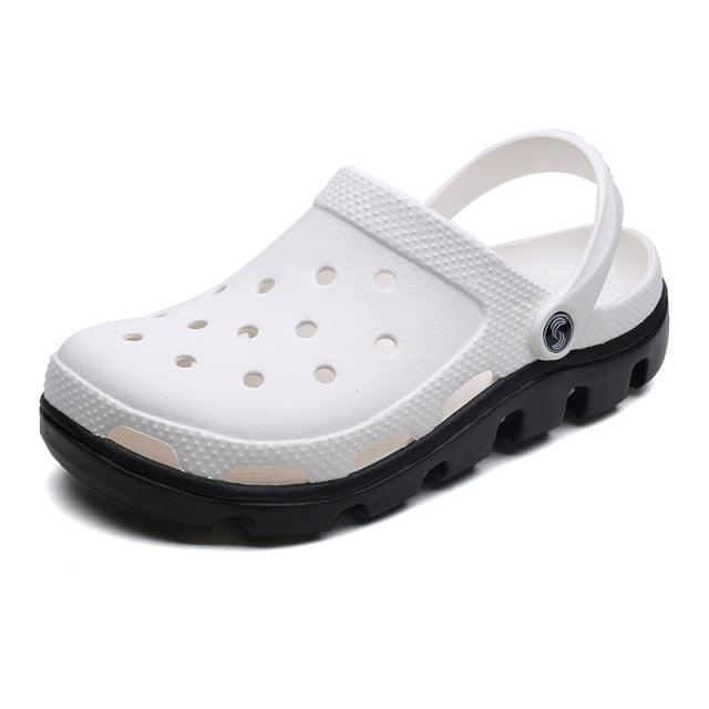 New Mens Summer Slippers Beach Sandals Jelly Shoes Men Outdoor Sandals Hollow Clogs Adjustable Garden Slippers House Shoes Durable Lightweight Beach Clogs Stevvex