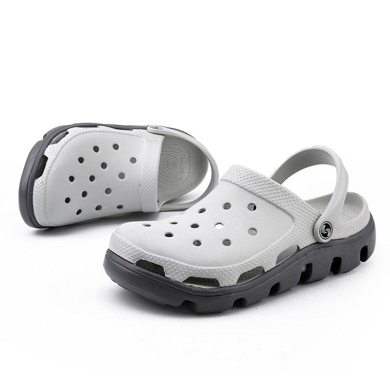 New Mens Summer Slippers Beach Sandals Jelly Shoes Men Outdoor Sandals Hollow Clogs Adjustable Garden Slippers House Shoes Durable Lightweight Beach Clogs Stevvex