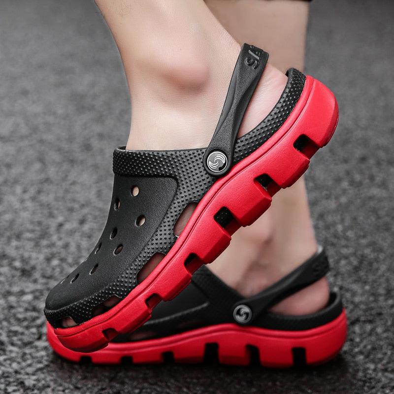 New Mens Summer Slippers Beach Sandals Jelly Shoes Men Outdoor Sandals Hollow Clogs Adjustable Garden Slippers House Shoes Durable Lightweight Beach Clogs Stevvex