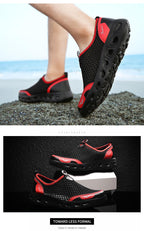 New Mesh Mens Aqua Shoes Outdoor Breathable Quick Dry Water Sneakers Light Anti-Skid Sport Footwear Comfortable Mesh Work Shoes Beach Swim Surf Shoes Water Shoes Stevvex