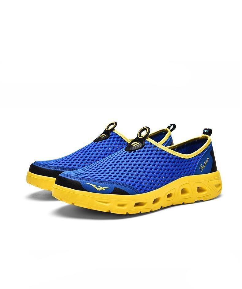 New Mesh Mens Aqua Shoes Outdoor Breathable Quick Dry Water Sneakers Light Anti-Skid Sport Footwear Comfortable Mesh Work Shoes Beach Swim Surf Shoes Water Shoes Stevvex