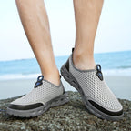 New Mesh Mens Aqua Shoes Outdoor Breathable Quick Dry Water Sneakers Light Anti-Skid Sport Footwear Comfortable Mesh Work Shoes Beach Swim Surf Shoes Water Shoes Stevvex