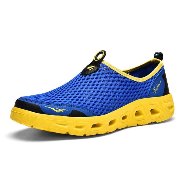 New Mesh Mens Aqua Shoes Outdoor Breathable Quick Dry Water Sneakers Light Anti-Skid Sport Footwear Comfortable Mesh Work Shoes Beach Swim Surf Shoes Water Shoes Stevvex