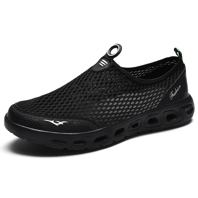 New Mesh Mens Aqua Shoes Outdoor Breathable Quick Dry Water Sneakers Light Anti-Skid Sport Footwear Comfortable Mesh Work Shoes Beach Swim Surf Shoes Water Shoes Stevvex