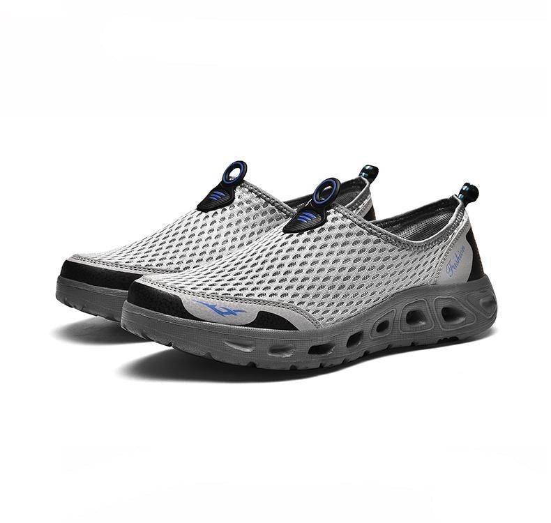 New Mesh Mens Aqua Shoes Outdoor Breathable Quick Dry Water Sneakers Light Anti-Skid Sport Footwear Comfortable Mesh Work Shoes Beach Swim Surf Shoes Water Shoes Stevvex