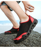 New Mesh Mens Aqua Shoes Outdoor Breathable Quick Dry Water Sneakers Light Anti-Skid Sport Footwear Comfortable Mesh Work Shoes Beach Swim Surf Shoes Water Shoes Stevvex