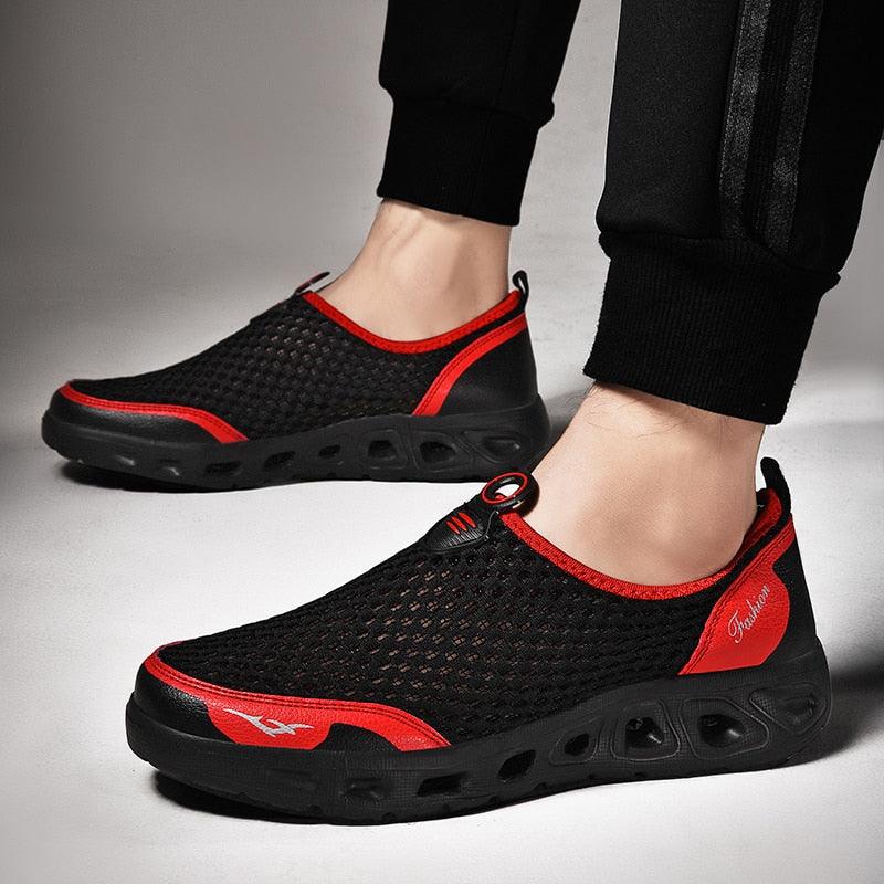 New Mesh Mens Aqua Shoes Outdoor Breathable Quick Dry Water Sneakers Light Anti-Skid Sport Footwear Comfortable Mesh Work Shoes Beach Swim Surf Shoes Water Shoes Stevvex