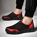 New Mesh Mens Aqua Shoes Outdoor Breathable Quick Dry Water Sneakers Light Anti-Skid Sport Footwear Comfortable Mesh Work Shoes Beach Swim Surf Shoes Water Shoes Stevvex