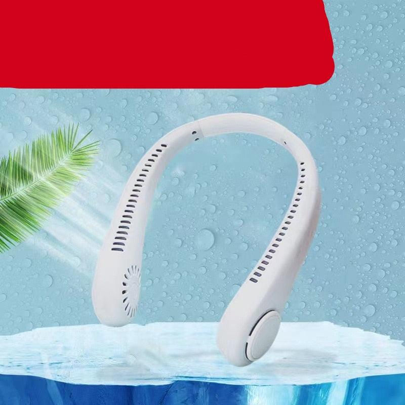 New Mini Neck Fan Portable Bladeless Hanging Neck 1200mAh Rechargeable Air Cooler 3 Speed Mini Summer Sports Fans Portable Smart Cooling Neckband Fan Super Quiet Working Stevvex