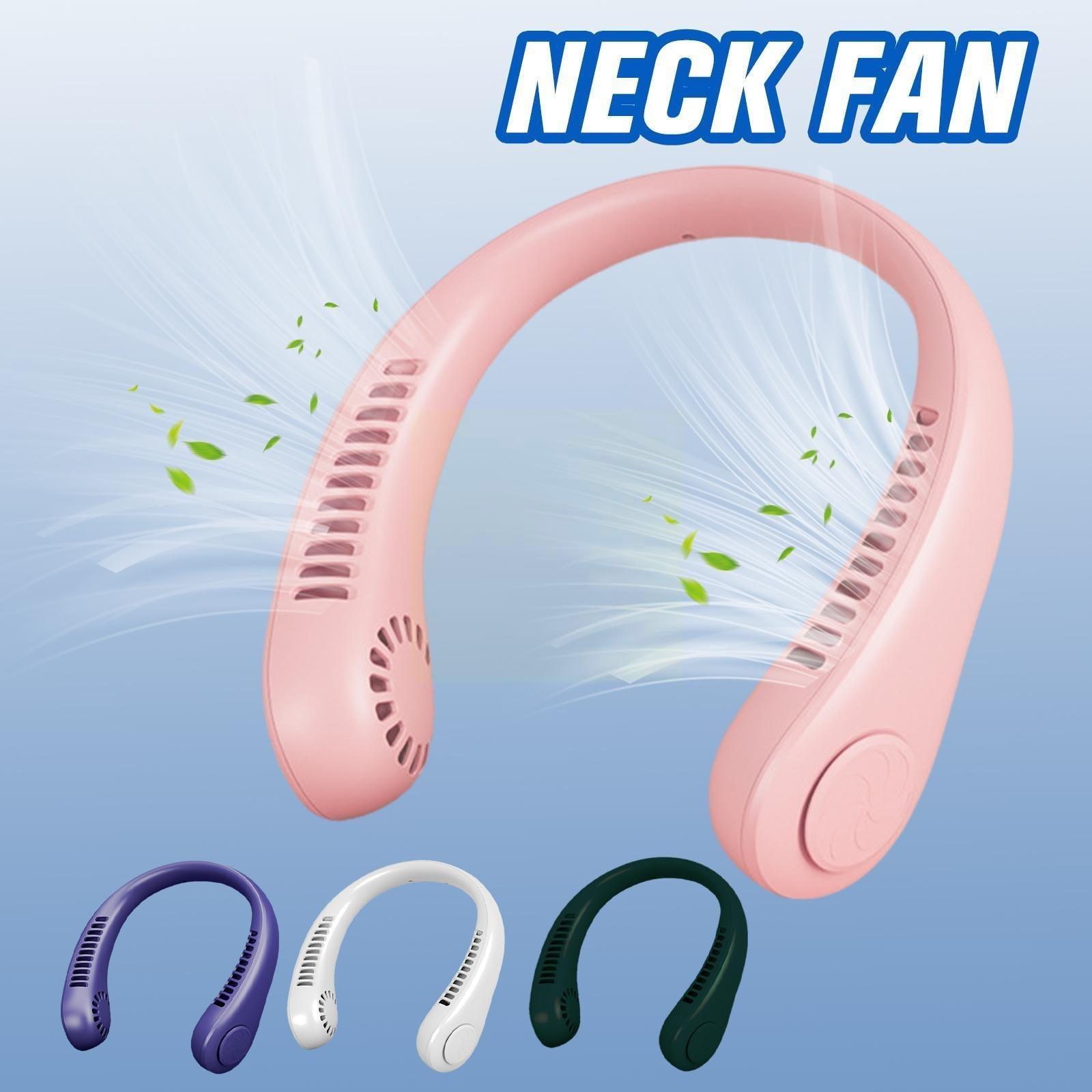New Mini Neck Fan Portable Bladeless Hanging Neck 1200mAh Rechargeable Air Cooler 3 Speed Mini Summer Sports Fans Portable Smart Cooling Neckband Fan Super Quiet Working Stevvex