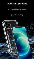 New Mini Wallet Card Holder Silicone Case for IPhone 11 12 13 Iphone 11 Pro X XS Max XR 7 8 Plus Soft Phone Cover Slim Shockproof Soft Protective Case With Cute Card Holder Stevvex