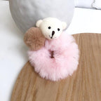New Mink Fur Hair Rope Scrunchie Women Accessory Flurry Headband Hair Ties Elastic Fashion Hair Ring Women's Wristband Scrunchie Hairband Pom Pom Hair Tie Ring