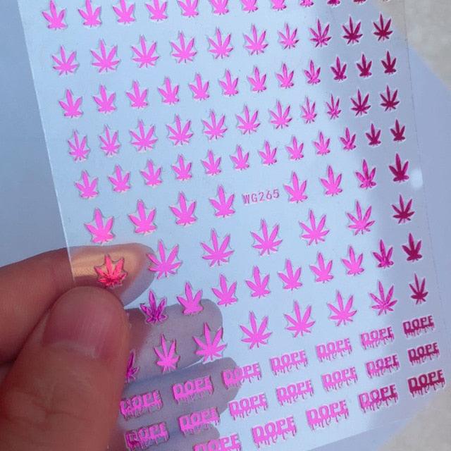 New Mixed Acrylic Stickers Manicure Decoration Weed Leaf Designs Nail Accessories Nail Art Decals Water Transfer Nail Decals Sticker For Pretty Girl Self-Adhesive Nail Decals Designer Nail Stickers for Acrylic Stevvex