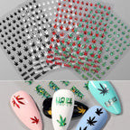 New Mixed Acrylic Stickers Manicure Decoration Weed Leaf Designs Nail Accessories Nail Art Decals Water Transfer Nail Decals Sticker For Pretty Girl Self-Adhesive Nail Decals Designer Nail Stickers for Acrylic Stevvex