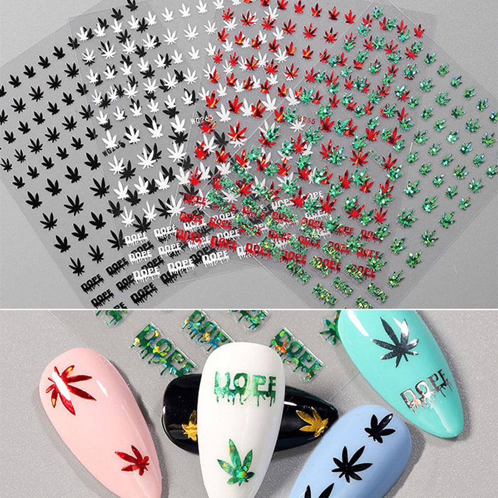 New Mixed Acrylic Stickers Manicure Decoration Weed Leaf Designs Nail Accessories Nail Art Decals Water Transfer Nail Decals Sticker For Pretty Girl Self-Adhesive Nail Decals Designer Nail Stickers for Acrylic Stevvex