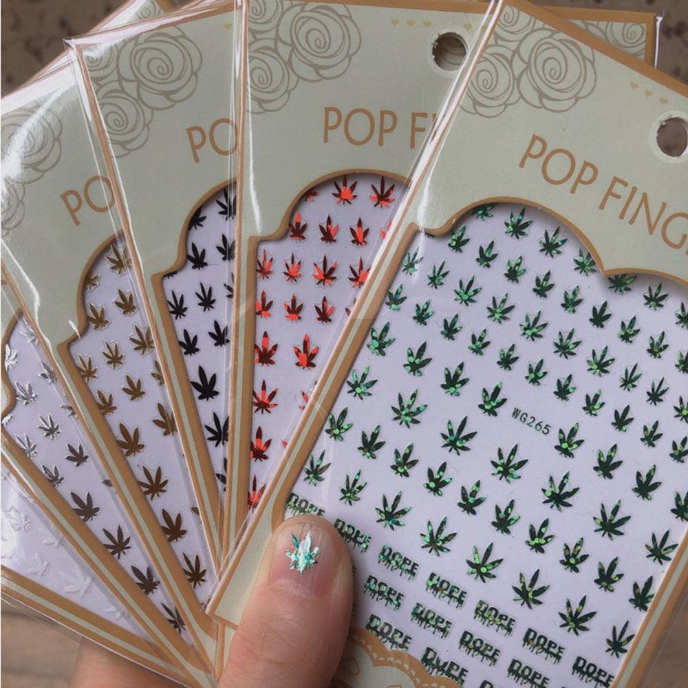 New Mixed Acrylic Stickers Manicure Decoration Weed Leaf Designs Nail Accessories Nail Art Decals Water Transfer Nail Decals Sticker For Pretty Girl Self-Adhesive Nail Decals Designer Nail Stickers for Acrylic Stevvex