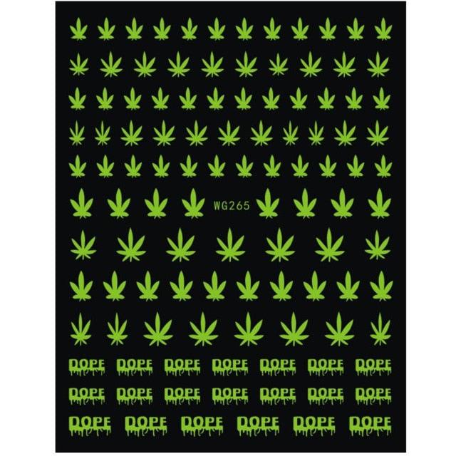 New Mixed Acrylic Stickers Manicure Decoration Weed Leaf Designs Nail Accessories Nail Art Decals Water Transfer Nail Decals Sticker For Pretty Girl Self-Adhesive Nail Decals Designer Nail Stickers for Acrylic Stevvex