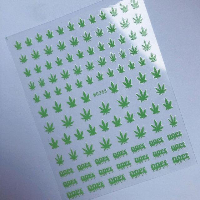 New Mixed Acrylic Stickers Manicure Decoration Weed Leaf Designs Nail Accessories Nail Art Decals Water Transfer Nail Decals Sticker For Pretty Girl Self-Adhesive Nail Decals Designer Nail Stickers for Acrylic Stevvex