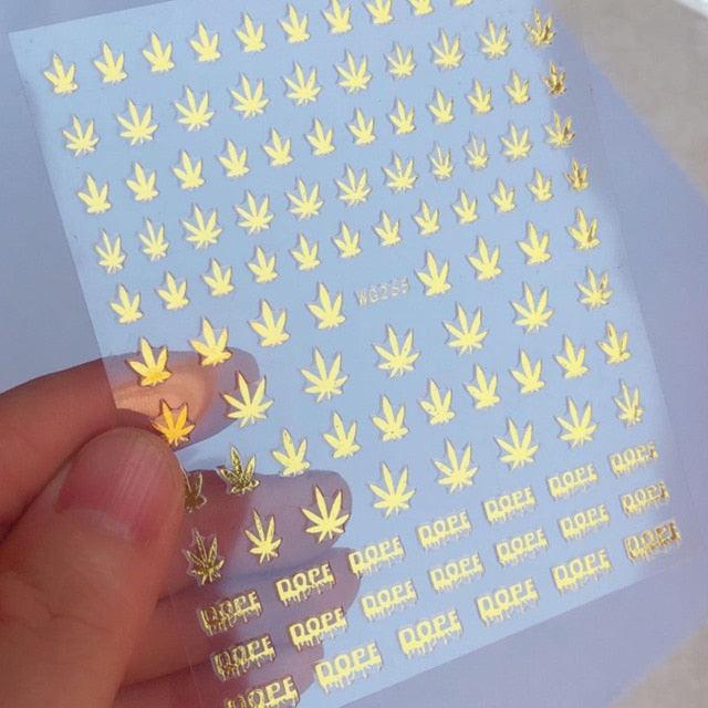 New Mixed Acrylic Stickers Manicure Decoration Weed Leaf Designs Nail Accessories Nail Art Decals Water Transfer Nail Decals Sticker For Pretty Girl Self-Adhesive Nail Decals Designer Nail Stickers for Acrylic Stevvex