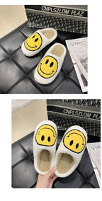 New Pink Smiley Face Slippers Women Smile Slippers Happy Face Slippers Retro Smiley Face Soft Plush Comfy Warm Slip-on Slippers Fluffy Fur Lined Mens Cute Home Sandals Winter Indoor House Slippers Stevvex