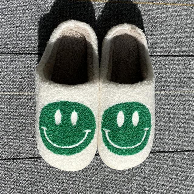 New Pink Smiley Face Slippers Women Smile Slippers Happy Face Slippers Retro Smiley Face Soft Plush Comfy Warm Slip-on Slippers Fluffy Fur Lined Mens Cute Home Sandals Winter Indoor House Slippers Stevvex