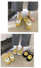 New Pink Smiley Face Slippers Women Smile Slippers Happy Face Slippers Retro Smiley Face Soft Plush Comfy Warm Slip-on Slippers Fluffy Fur Lined Mens Cute Home Sandals Winter Indoor House Slippers Stevvex