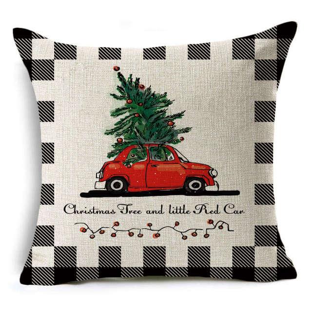 New Plaid Christmas Linen Pillowcase Xmas Series Cushion Cover Case Pillow Custom Square Pillowcase Cushion Cover Thrown Linen Pillowcase Christmas Gift 45X45CM Stevvex