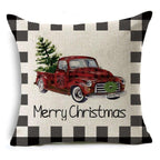 New Plaid Christmas Linen Pillowcase Xmas Series Cushion Cover Case Pillow Custom Square Pillowcase Cushion Cover Thrown Linen Pillowcase Christmas Gift 45X45CM Stevvex