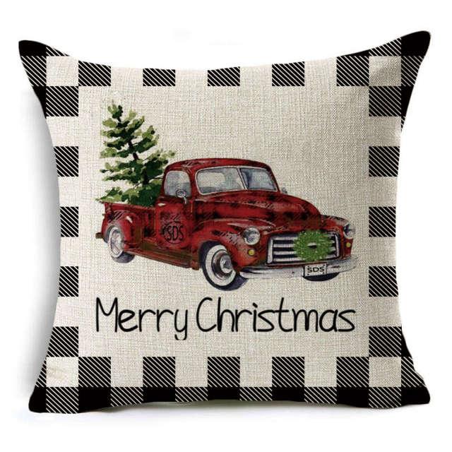 New Plaid Christmas Linen Pillowcase Xmas Series Cushion Cover Case Pillow Custom Square Pillowcase Cushion Cover Thrown Linen Pillowcase Christmas Gift 45X45CM Stevvex