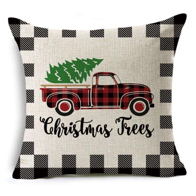 New Plaid Christmas Linen Pillowcase Xmas Series Cushion Cover Case Pillow Custom Square Pillowcase Cushion Cover Thrown Linen Pillowcase Christmas Gift 45X45CM Stevvex
