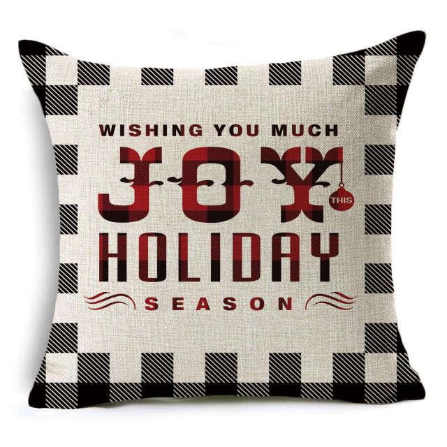 New Plaid Christmas Linen Pillowcase Xmas Series Cushion Cover Case Pillow Custom Square Pillowcase Cushion Cover Thrown Linen Pillowcase Christmas Gift 45X45CM Stevvex
