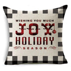 New Plaid Christmas Linen Pillowcase Xmas Series Cushion Cover Case Pillow Custom Square Pillowcase Cushion Cover Thrown Linen Pillowcase Christmas Gift 45X45CM Stevvex