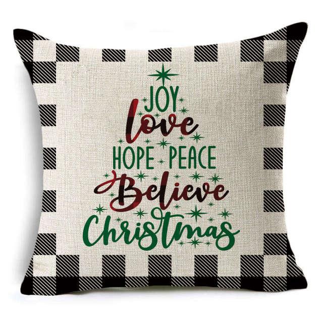 New Plaid Christmas Linen Pillowcase Xmas Series Cushion Cover Case Pillow Custom Square Pillowcase Cushion Cover Thrown Linen Pillowcase Christmas Gift 45X45CM Stevvex