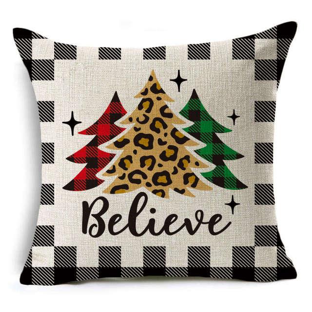 New Plaid Christmas Linen Pillowcase Xmas Series Cushion Cover Case Pillow Custom Square Pillowcase Cushion Cover Thrown Linen Pillowcase Christmas Gift 45X45CM Stevvex