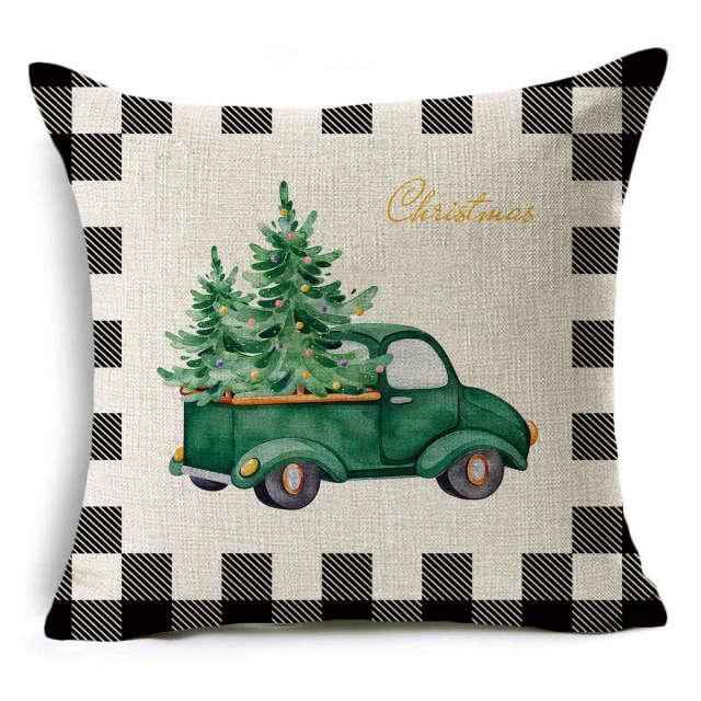 New Plaid Christmas Linen Pillowcase Xmas Series Cushion Cover Case Pillow Custom Square Pillowcase Cushion Cover Thrown Linen Pillowcase Christmas Gift 45X45CM Stevvex