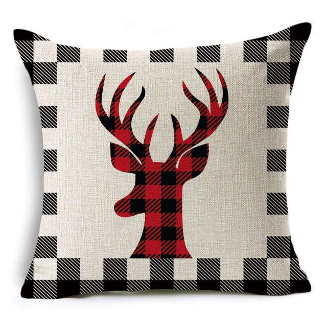 New Plaid Christmas Linen Pillowcase Xmas Series Cushion Cover Case Pillow Custom Square Pillowcase Cushion Cover Thrown Linen Pillowcase Christmas Gift 45X45CM Stevvex