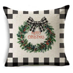 New Plaid Christmas Linen Pillowcase Xmas Series Cushion Cover Case Pillow Custom Square Pillowcase Cushion Cover Thrown Linen Pillowcase Christmas Gift 45X45CM Stevvex