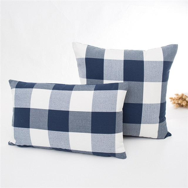 New Plaid Striped Polyester Cotton Cushion Cover Pillow Case Navy Blue Pillow Cover Cushion Cover Solid Navy Blue Striped Design Chair Sofa Home Decor Throw Pillow Cover Stevvex